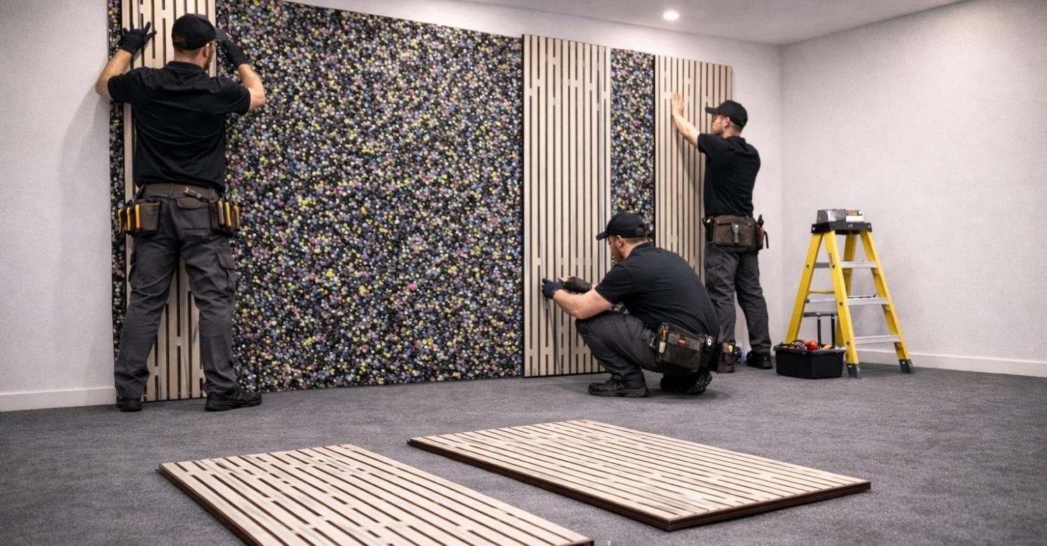 Acoustic finishes for auditorium diffusion absorption and premium aesthetics